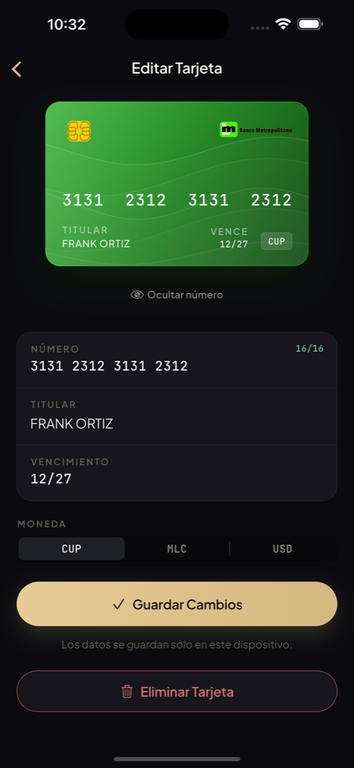 Operaciones de banca disponibles en ViaTransfer