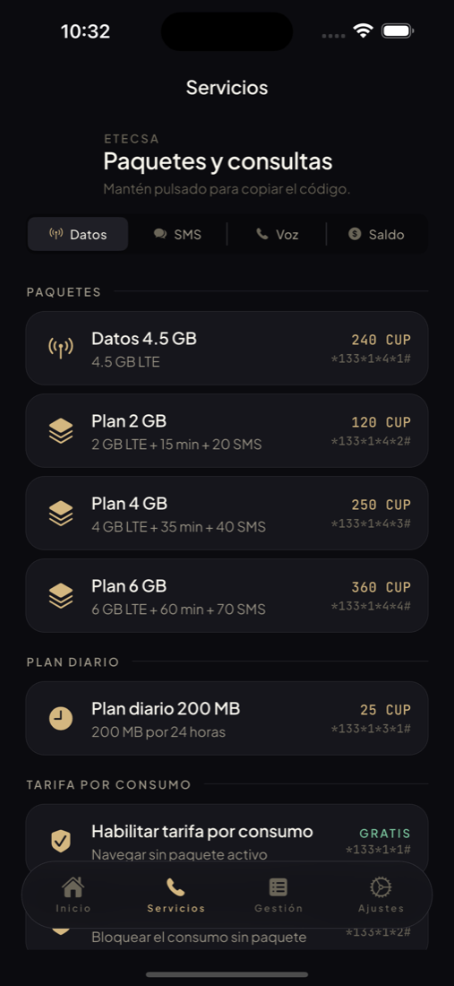 Datos de la tarjeta en ViaTransfer